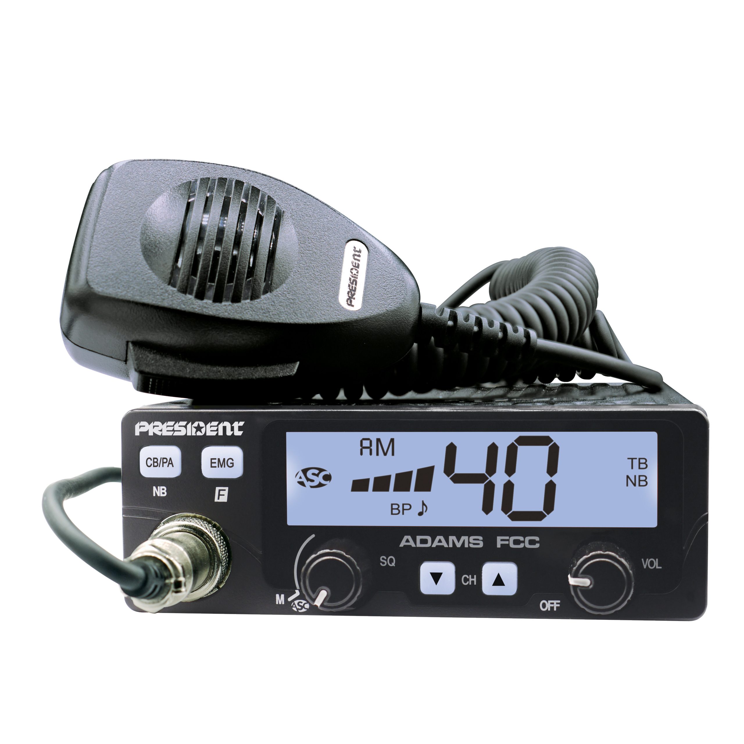 ADAMS FCC - President 40 Channel CB Radio with Talkback and Color Display Options 1 ADAMS FCC - President 40 Channel CB Radio with Talkback and Color Display Options